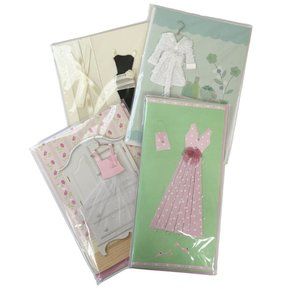 Lot of 4 Blank Cards Birthday Fashion Theme 3-D Paper Magic Group Hallmark